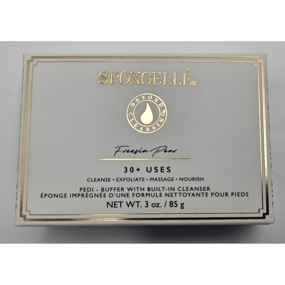 Spongelle Freesia Pear Pedi Buffer Built In Cleanse Exfoliate 3 Oz 30+ Uses New - Picture 1 of 2